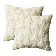  Christmas Tree Throw Pillow Covers Set of 2, 18 x 18" x 18" (Pack of 2) Beige