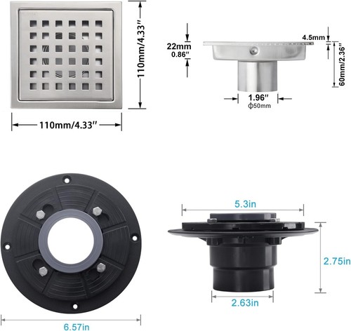 Nuovo con scatola! Scarico a pavimento doccia 4" nichel spazzolato quadrato per bagno cucina SPEDIZIONE GRATUITA! - Foto 4 di 5