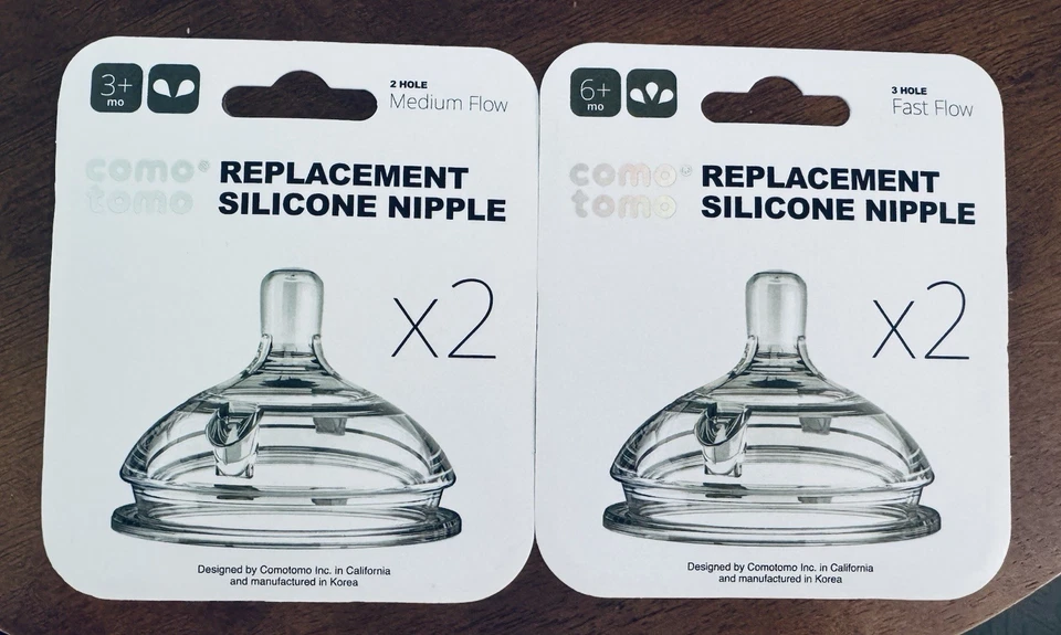 Lote de 2 Pezones de Repuesto de Silicona Como Tomo 3+ y 6+ Meses Paquete de 2 Foto 2 de 4