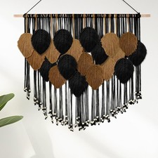 Large Macrame Wall Hanging Boho Tapestry Leaf Feather Wall Decor Art Chic Boh...