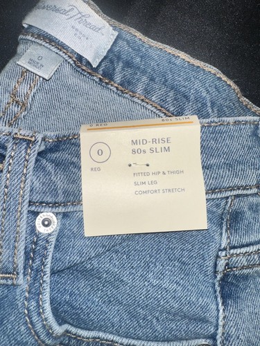 Pantalones de mezclilla Universal Thread para mujer 0 regular lavado ligero tiro medio años 80 ajustados botón mosca - Imagen 2 de 15