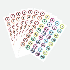 Number Labels Stickers 1 Inch Round 1-40 Polka Dot 520 Pcs Colorful Labels Stick