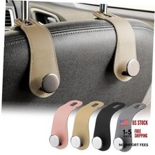 Car Headrest Hooks, 2 Pack Leather Car Seat Storage Hanger for 2 PCS Apricot