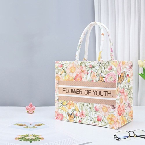 Blumenmuster Canvas Umhängetasche Große Kapazität Aufbewahrung tasche
