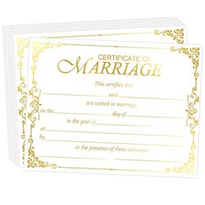 Marriage Certificates with Gold Foil Edges 11 x 8.5 Inch Blank Certificate Pa...