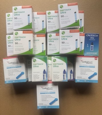 Huge Lot Of One Touch Ultra Expired Diabetic Supplies (600) Test Strips And More