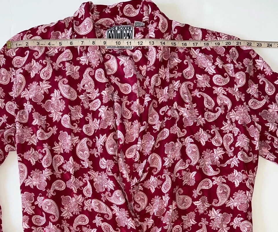 Joe Boxer Couture Vintage Silk Robe One Size Red Paisley Pockets Mobwife Boho - Imagem 4 de 4