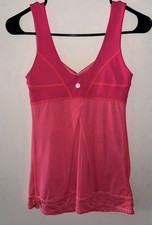 Lululemon Pink V-Neck Built-In Bra Stretch Ta...