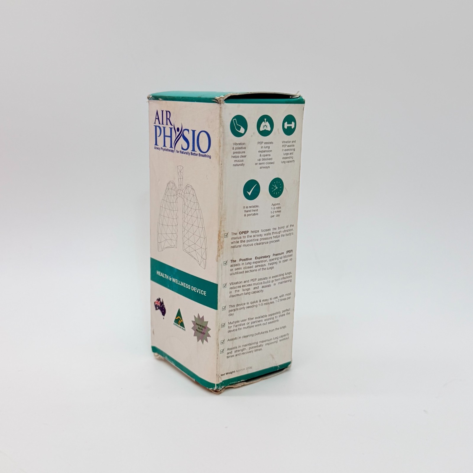 Air Physio Mucus Clearance Device Airway Physiotherapy Natural Breathing NEW