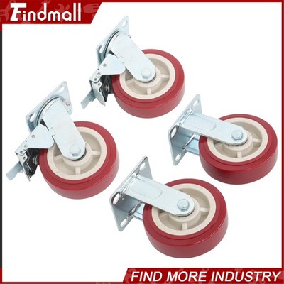 Findmall 4 Pcs 6'' Heavy Duty Swivel Caster Wheels 2 With Brakes 2 Without Brakes