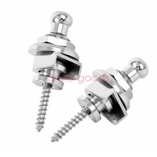 2PCS Guitar Bass Strap Lock Security Schaller Straplocks Metal Button Silver US