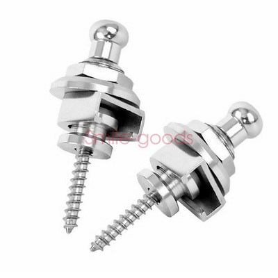 2PCS Guitar Bass Strap Lock Security Schaller Straplocks Metal Button Silver US