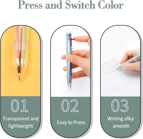 Multicolor Pen in One 0.5mm 6-in-1 Retractable Ballpoint Pens 6 Colors Multi - Picture 6 of 7