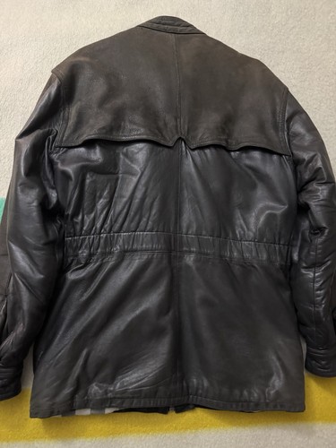 Vintage 80s 90s Bloomingdale’s Leather Field Jacket Belstaff Barbour Style Large - Picture 3 of 19