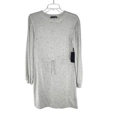 New Black Tape_ Size Medium Long Sleeve Cinch Waist Oatmeal Midi Sweater Dress