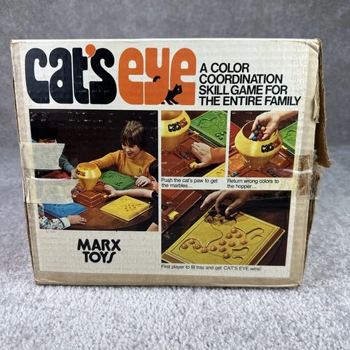 Vtg Marx Toys Cats Eye Marble Color Coordination Game Original Box Near Complete