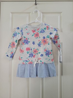 NWT Carter's Girls Long Sleeve Mixed Media Top, Size 6