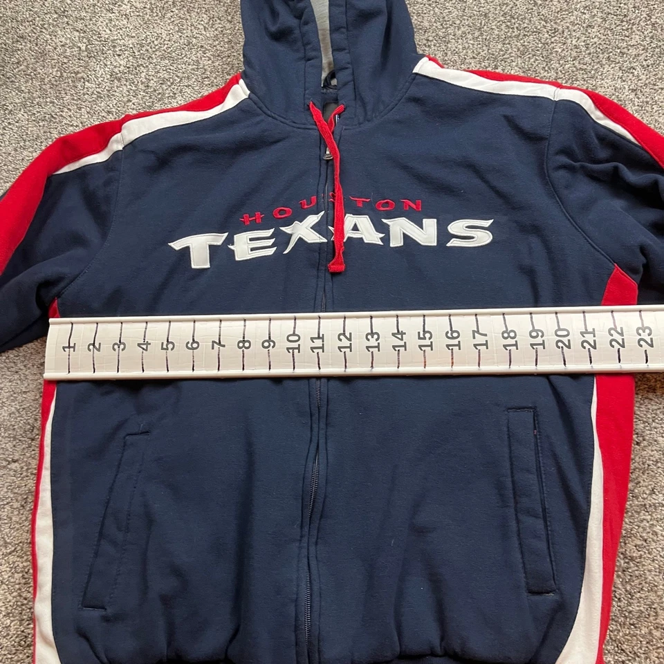 Jaqueta Houston Texans NFL masculina GG azul marinho vermelha branca com zíper com capuz grossa - Imagem 3 de 4