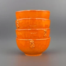 4 Bols La Manade Céramique Orange Ancre Vintage 70s Seventies Bel État