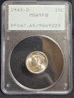 1943 D Mercury Dime PCGS MS65FB Rattler
