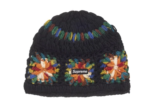 Bonnet noir Supreme au crochet SS25 neuf avec étiquettes ✅