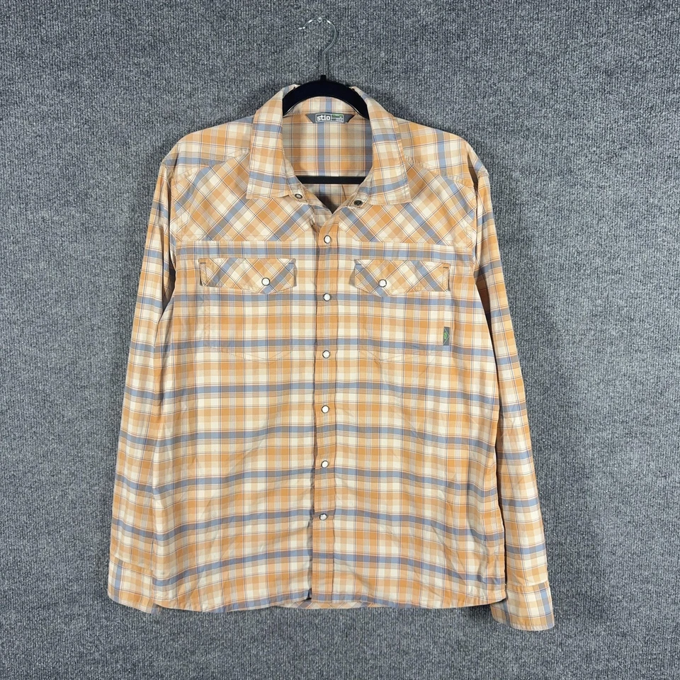 Camisa Stio Para Hombre Mediana A Cuadros Frente A Presión Perla Occidental A Presión Manga Larga Foto 2 de 4