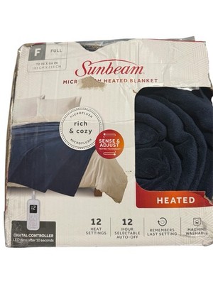Sunbeam Heated Plush Blanket Full 84 x72  12 Hour, 12 Settings, Warm/Cozy NEW