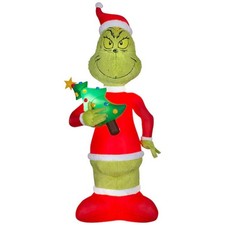 THE GRINCH-Dr SUESS-GIANT Airblown Infltable Lights Up Soft  Fuzzy 10 Ft New