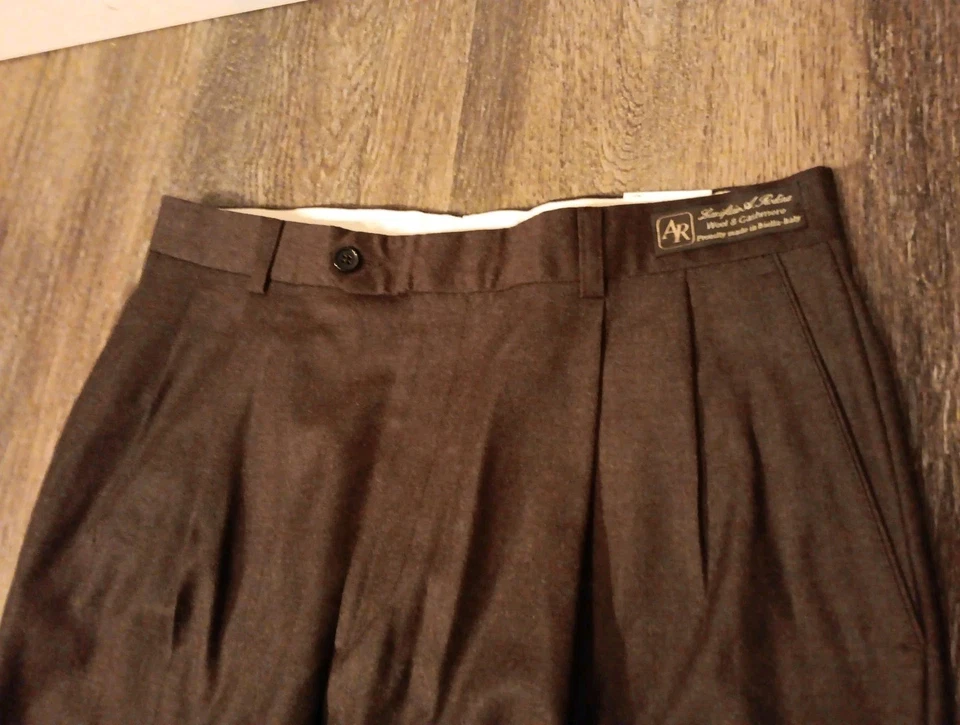 NEW Bill Blass Cambridge II AR Wool Cashmere Trouser Pants Brown. 92% Wool. NOS - Image 4 of 4