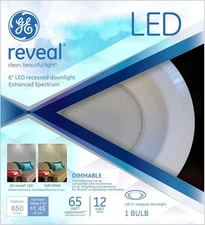 GE Lighting 83572 Reveal LED 12W 650 Lumen 6" RS6 Downlight Bulb Medium Base 1Pk