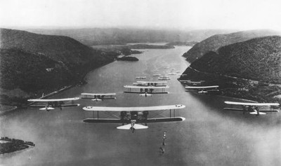 American bombers flying formation through Hudson Valley as pa- 1931 Old Photo