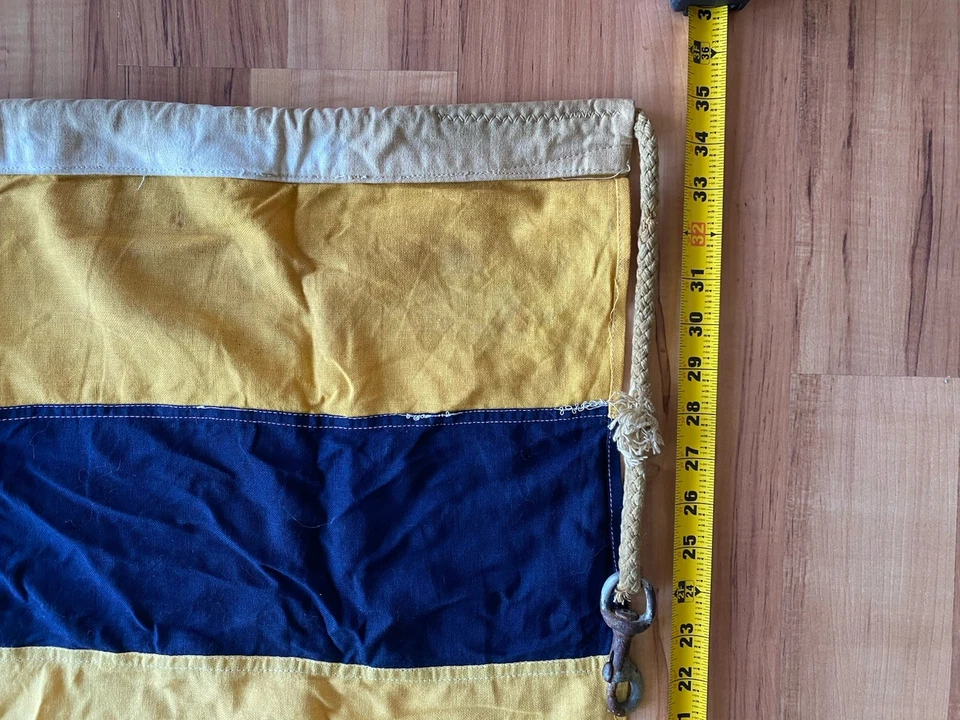 Antiguo algodón 1943 US Navy señal bandera golf marítimo: requiero un piloto Burgee Foto 4 de 4