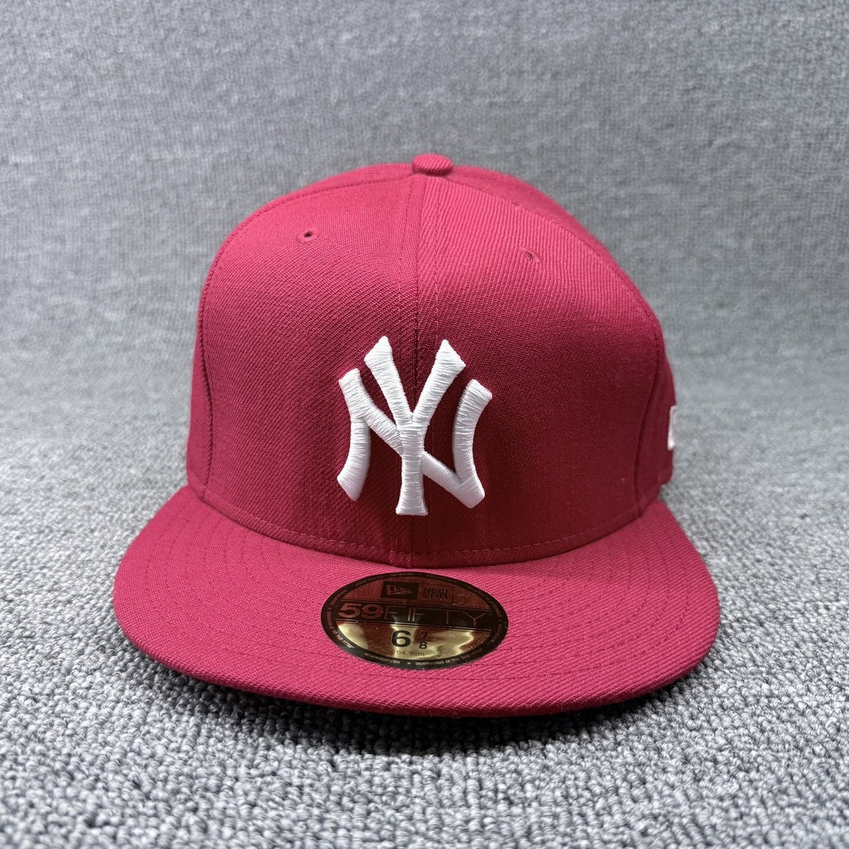 New Era 59FIFTY New York Yankees Fitted Hat Maroon White Logo Size 6 7/8 MLB
