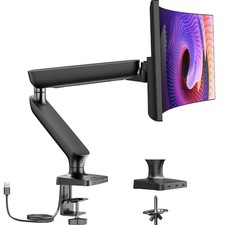 Ergonomic Adjustable Monitor Mount for 13-49" Screens with USB Hub, VESA Desk
