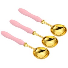 5" Wax Seal Spoon Wax Melting Spoon Vintage Long Wooden Handle Pink 3Pcs