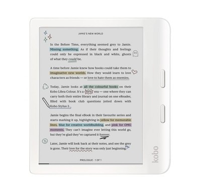 Kobo Libra Colour (White) eReader with Sand Beige Notebook