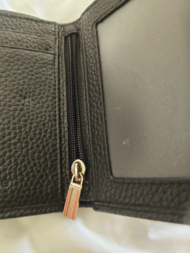 wallet--men's trifold leather zipper pocket; photo ID window, snap closure — 第 2/3 张图片