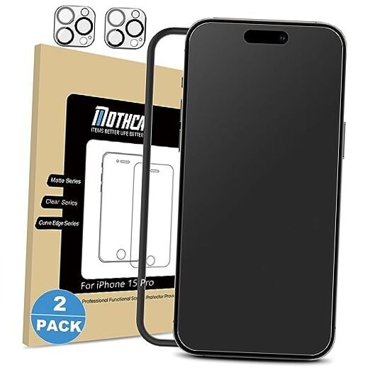 2 Pack Matte Glass Screen Protector for iPhone 15 Pro [6.1 inch] + 2 Pack