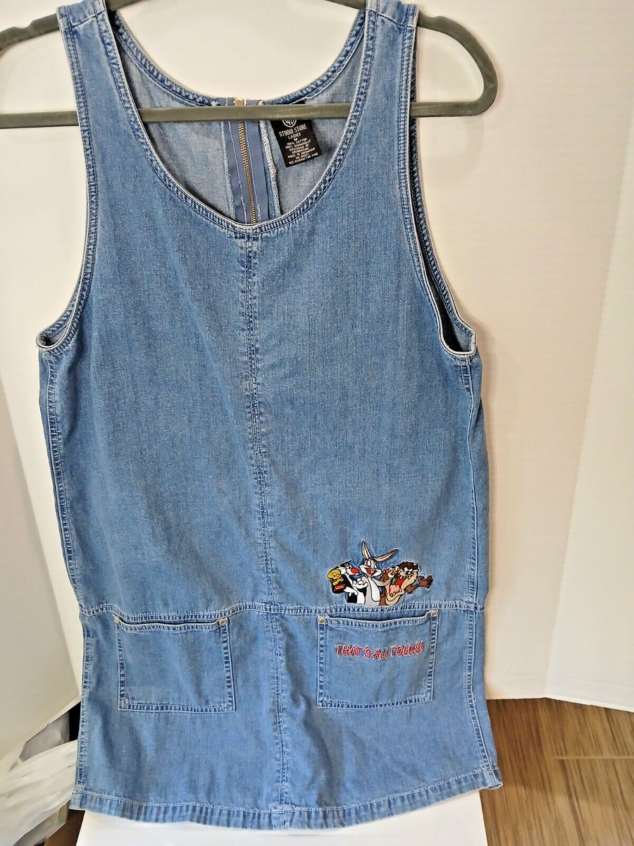 Warner Bro's Studio Stone Ladies Med. Blue Denim Dress 100% Cotton. | eBay