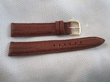 GENUINE leather usa watchstrap watch band strap 18mm gold croco grain lt brown