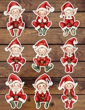Cheery Christmas Elf Die Cut Vinyl Stickers Set Scrapbooking Laptop Waterbottle