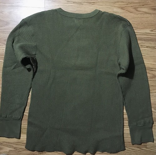 Homespun Knitwear Canada Mens M Green Heavy Thermal Shirt All Cotton Waffle Knit - Picture 11 of 12