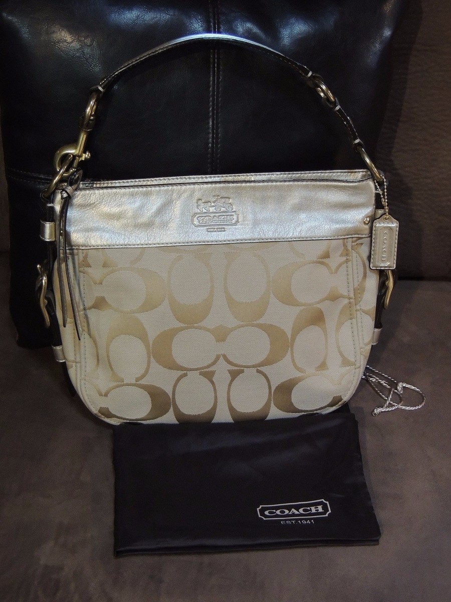 Coach Zoe Hobo Shoulder Bag Signature Jacquard/ Leather/ Women