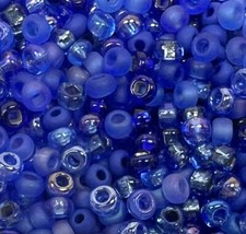 SIZE 8/0 BLUE WATERS MIX 28 Grams LOOSE GLASS SEED BEADS LOT