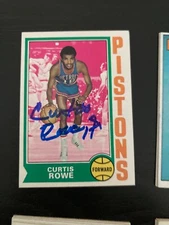 Pistons Curtis Rowe signed 1974 Topps card
