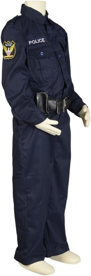 Traje de oficial de policía Aeromax Jr., talla 8/10 con gorra de policía, insignia y cinturón Foto 2 de 4