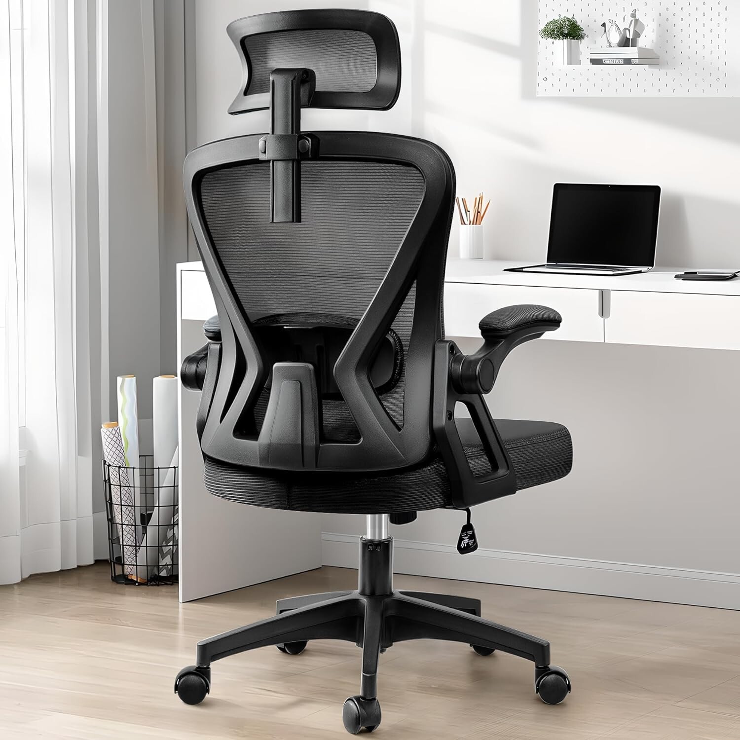 Ergonomic Office Chair with Headrest and Rolling Swivel for Computer Tasks-image