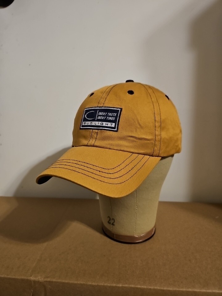 Bud Light Anhueser Busch Baseball Trucker Hat Cap Mustard Yellow