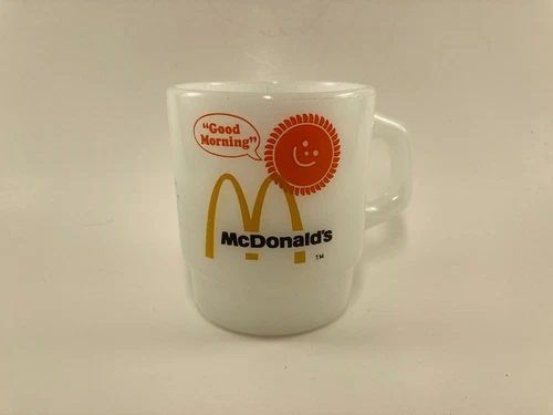 McDonald's Good Morning Coffee Mug Milk Glass Cup Anchor Hocking Fire King VTG