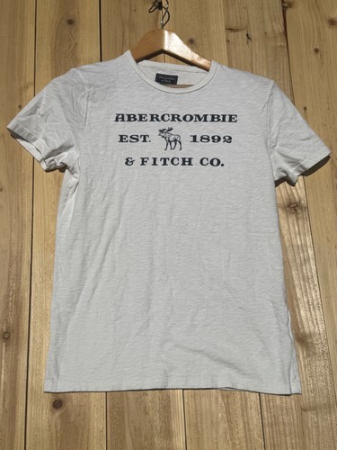 Abercrombie & Fitch Women’s Spell Out Short Sleeve T-Shirt Ivory Crewneck Size M